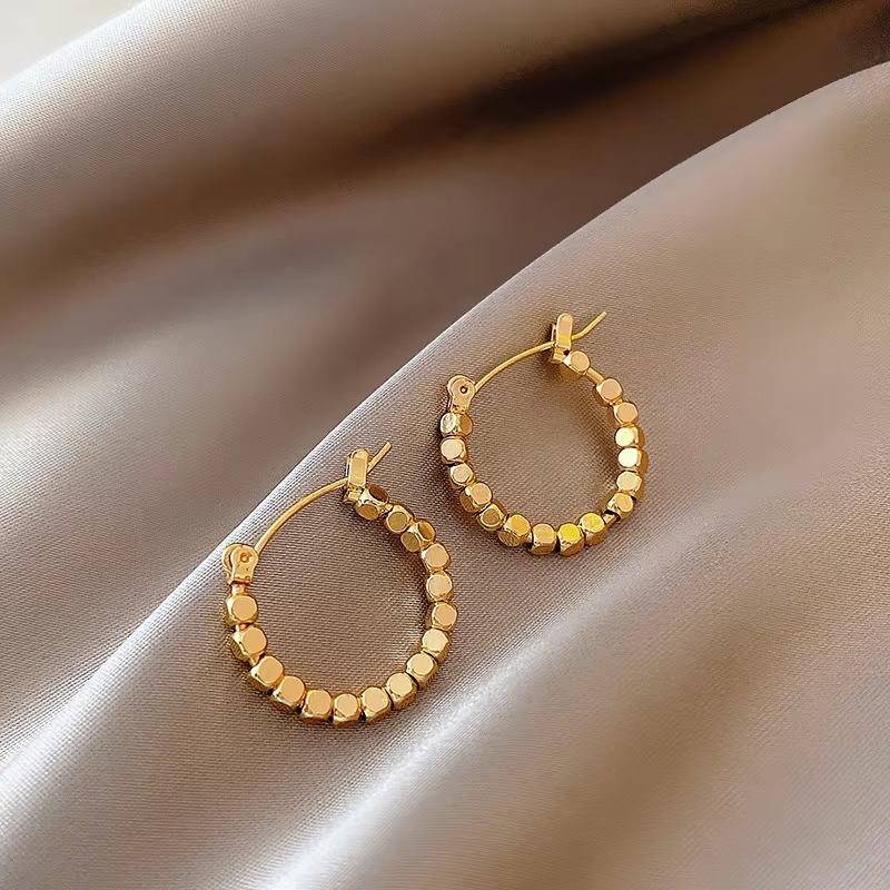 Korean Inspired Design 2348 - 18K Gold Plated Hypoallergenic Stud Earrings.