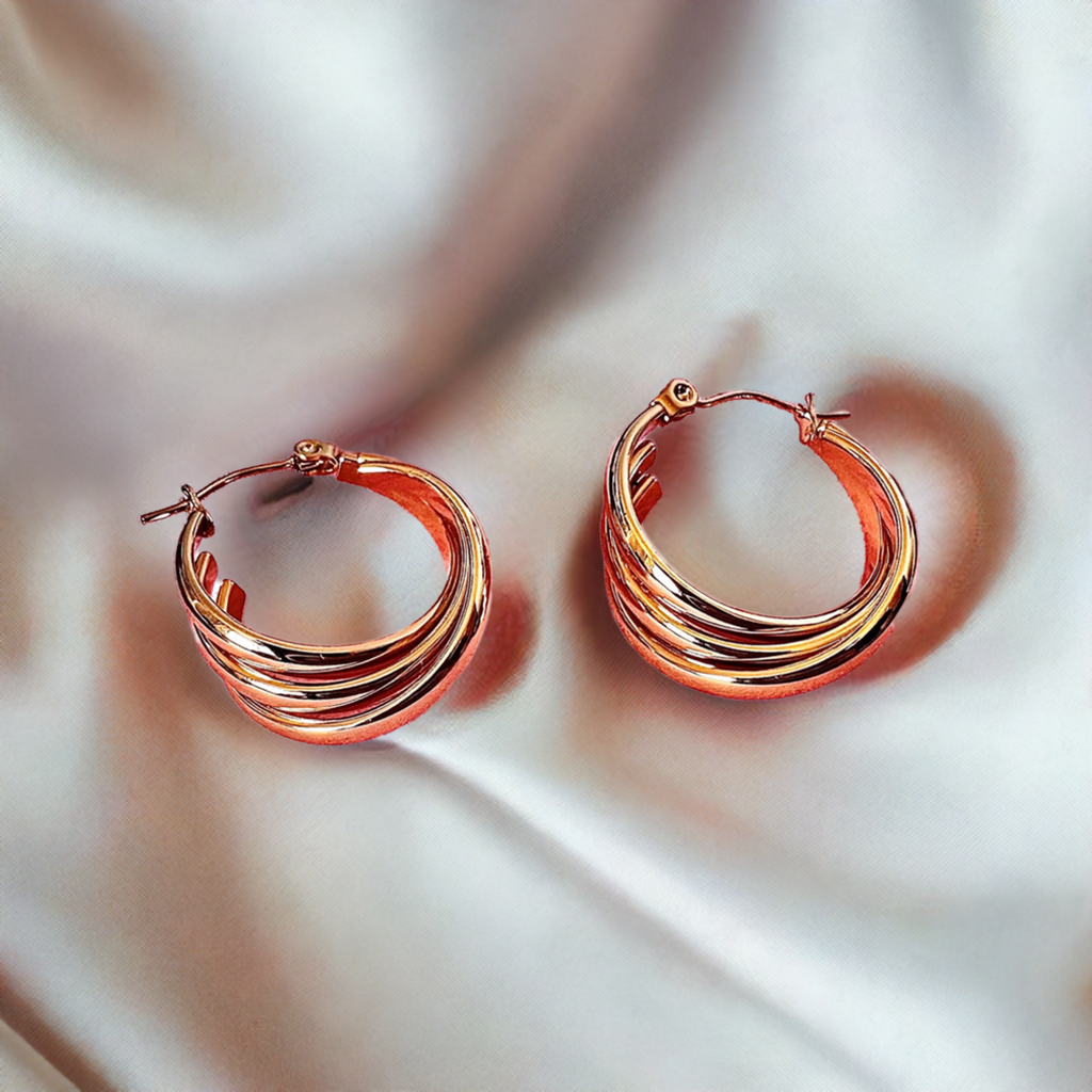 Design 144 - 18K Gold Plated Hypoallergenic No Tarnish Stainless Steel Stud Earrings.