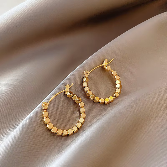 Korean Inspired Design 2348 - 18K Gold Plated Hypoallergenic Stud Earrings.